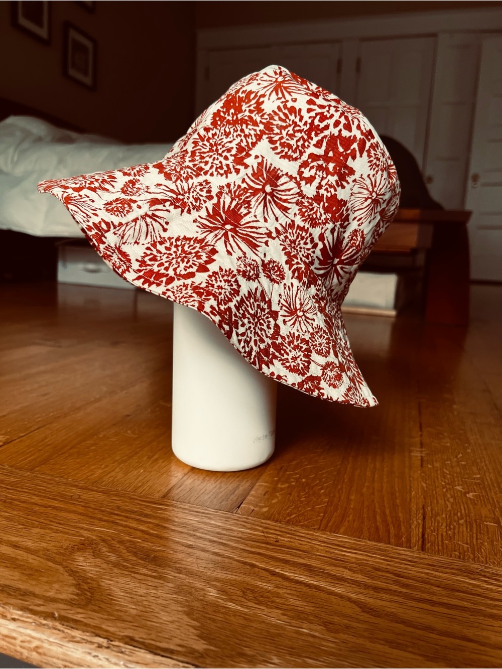 Red Floral Canvas Bucket Hat